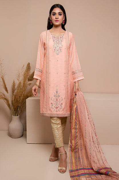 Stitched 2 Piece Staple Embroidered Shirt with Organza Dupatta