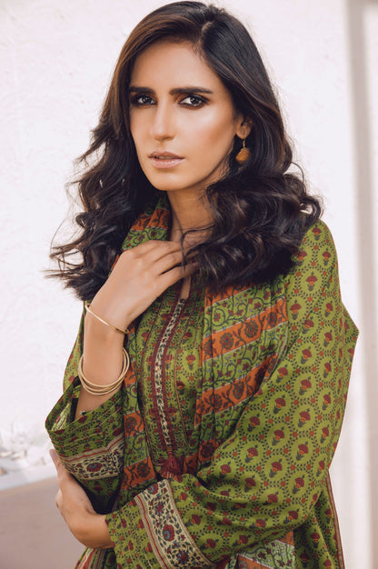 Stitched 3 Piece Printed Lawn Suit with Cotton Net Dupatta