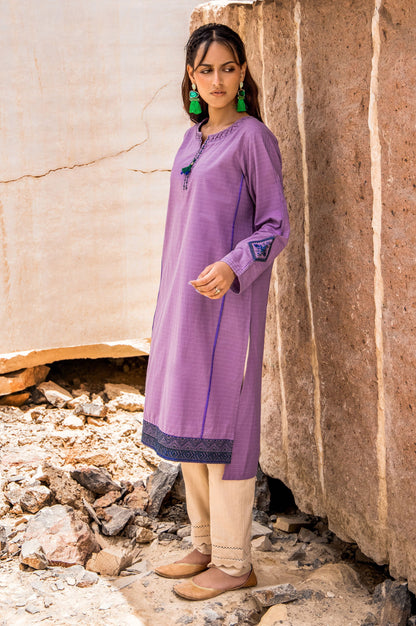 Stitched 1 Piece Embroidered Yarn Dyed Shirt