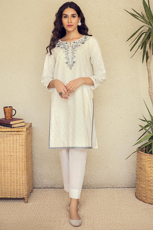 Stitched 1 Piece Embroidered White Paste Shirt