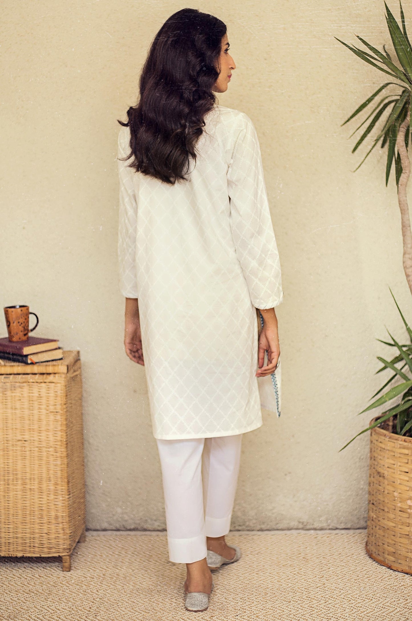 Stitched 1 Piece Embroidered White Paste Shirt