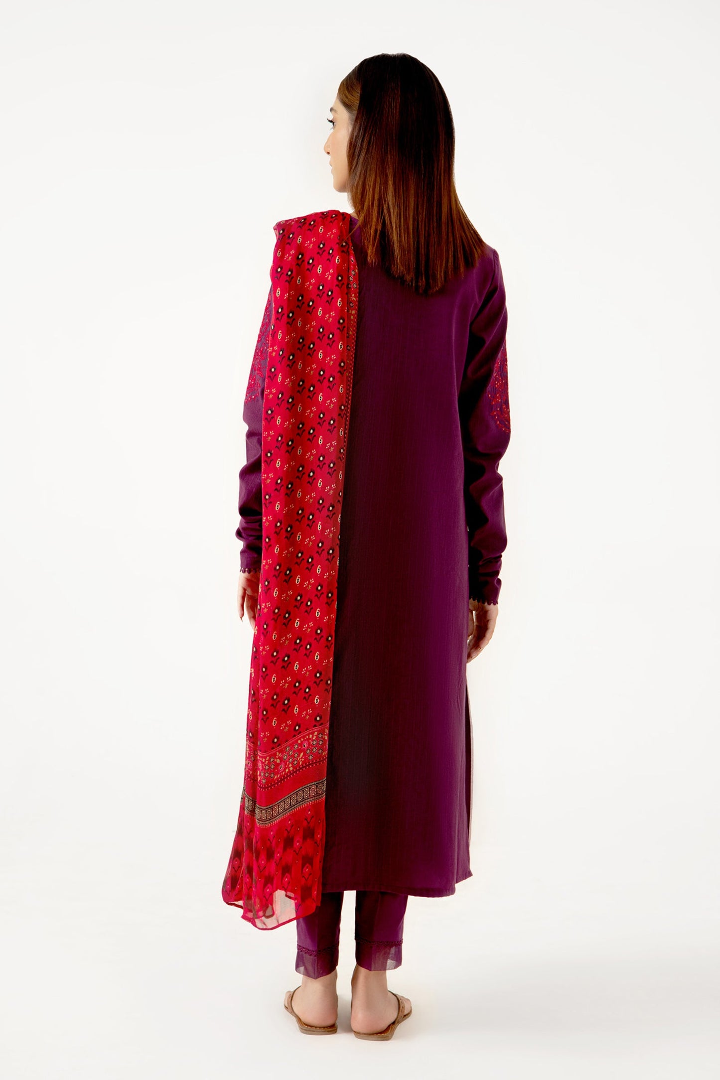 Stitched 3 Piece Dyed Doria Lawn with Tissue Silk Suit