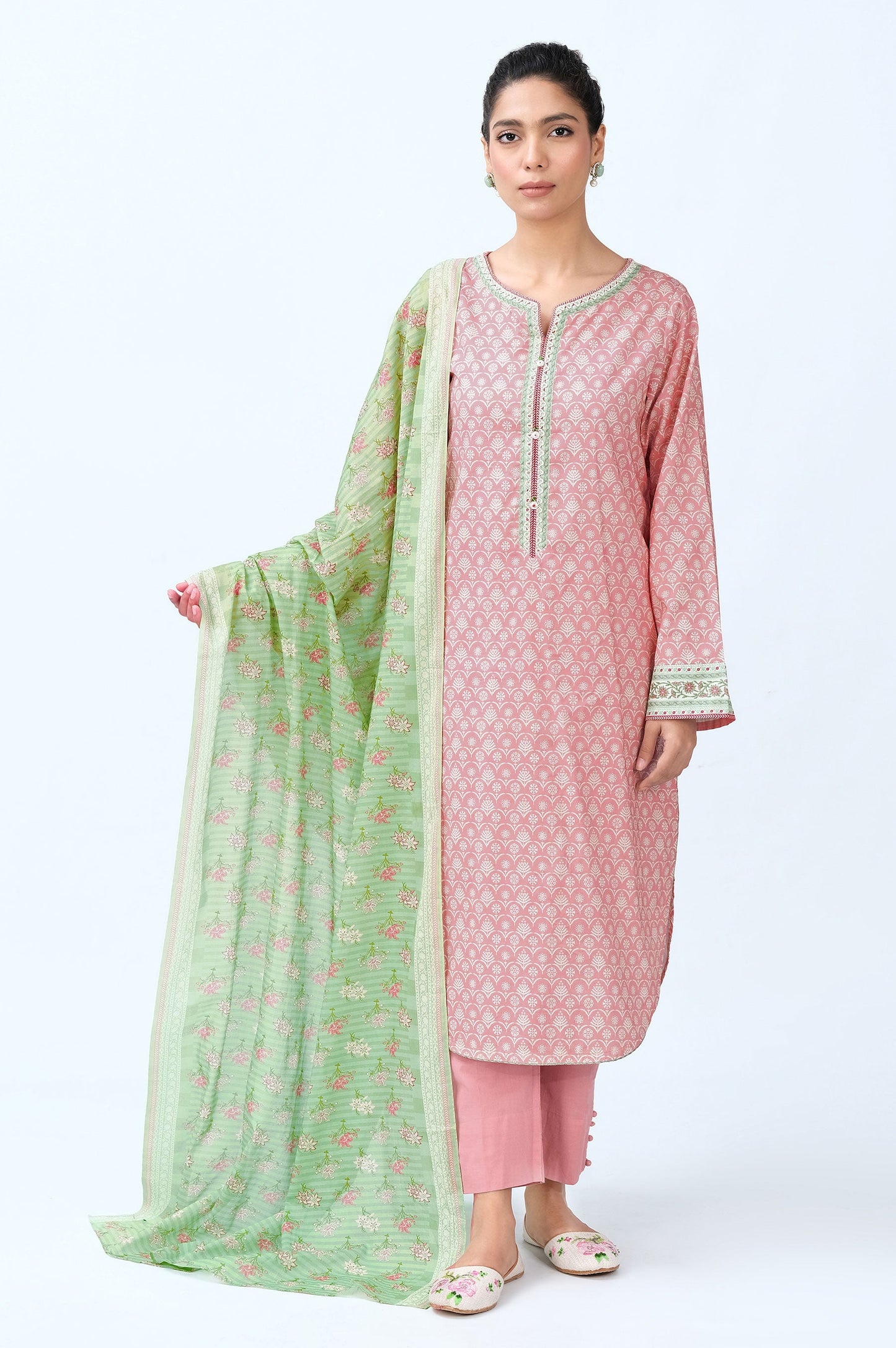 Stitched 3 Piece Printed Cambric Suit