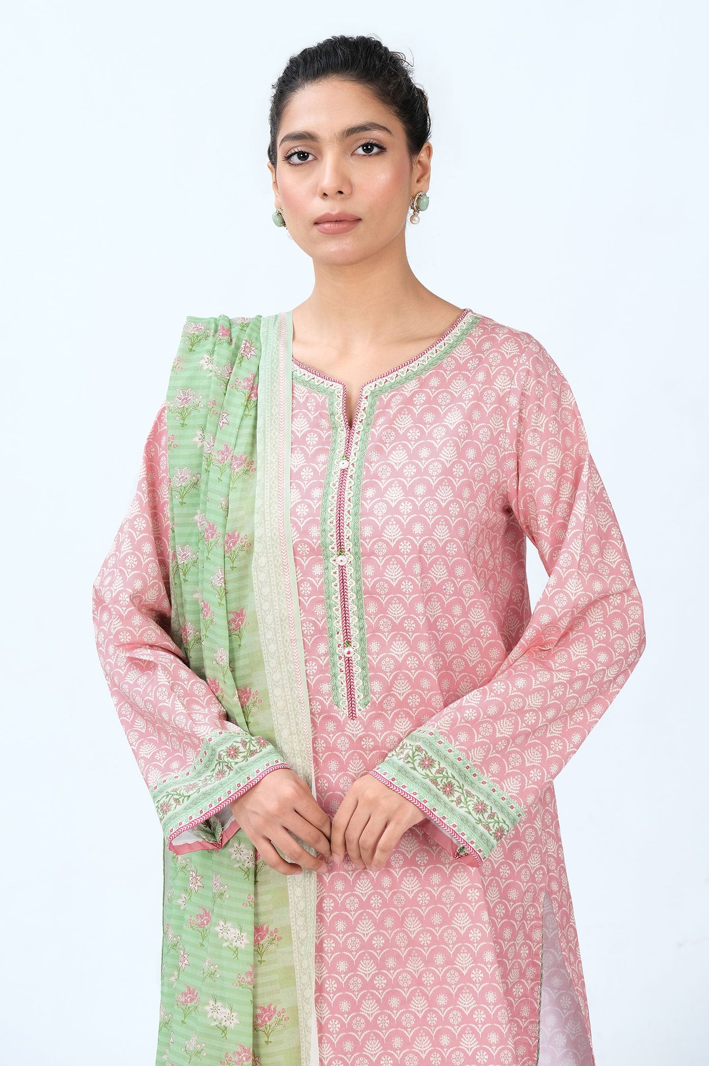 Stitched 3 Piece Printed Cambric Suit