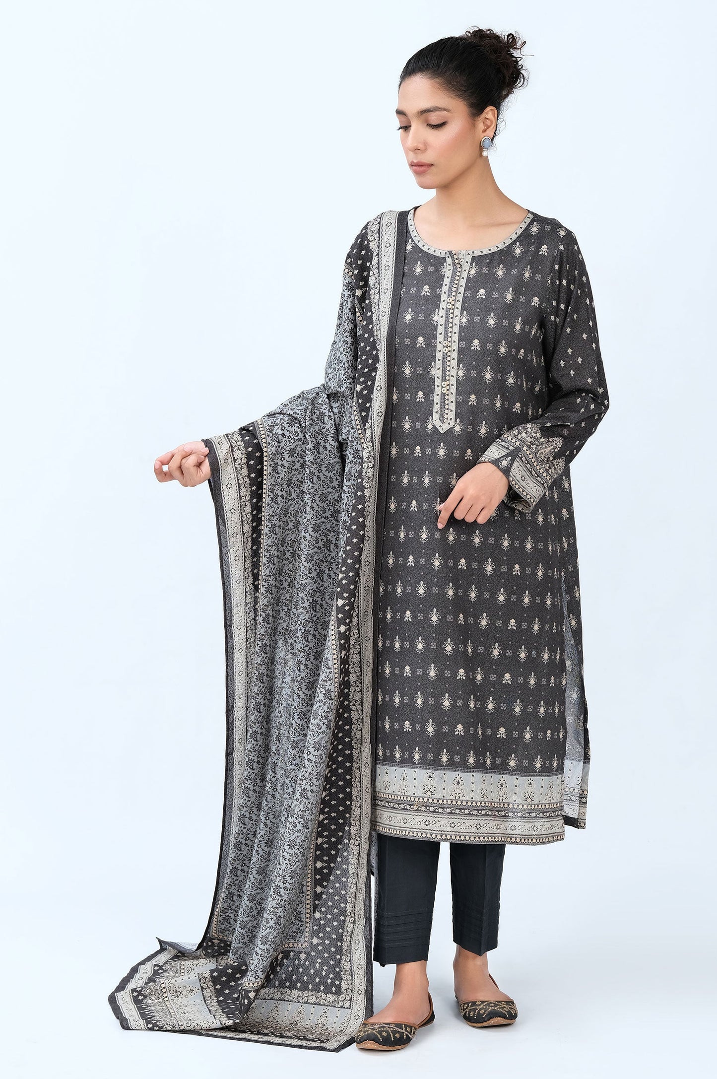 Stitched 2 Piece Printed Karandi Suit