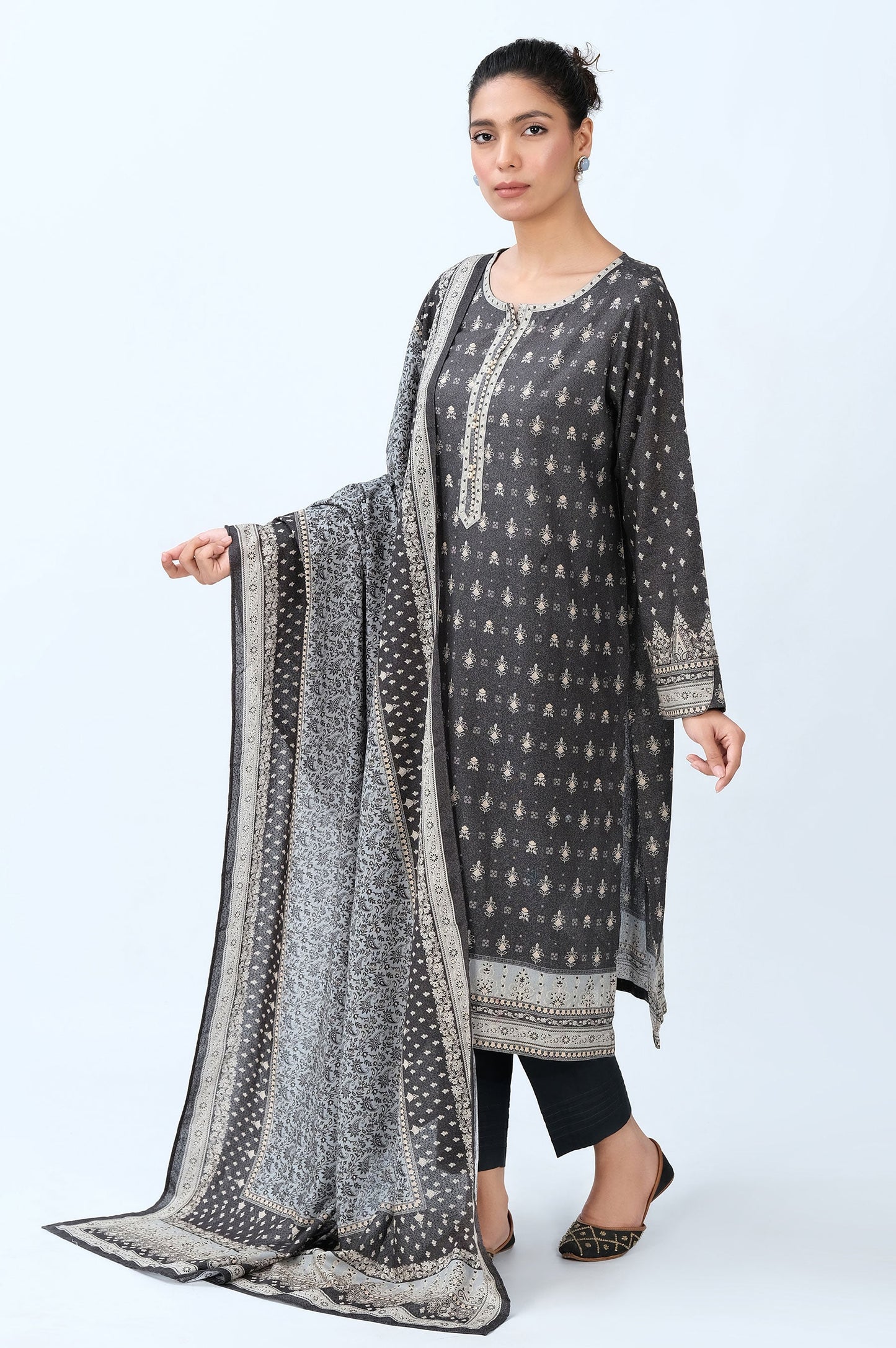 Stitched 2 Piece Printed Karandi Suit
