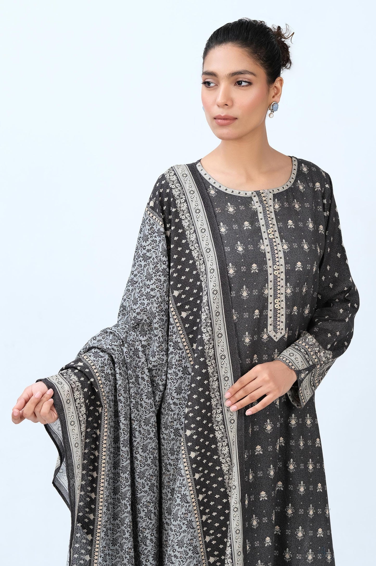 Stitched 2 Piece Printed Karandi Suit