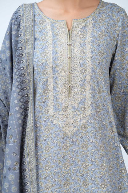 Stitched 2 Piece Embroidered Cottel with Khaddar Suit