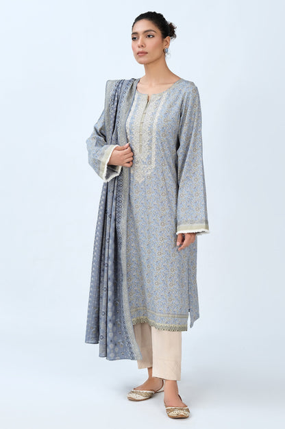 Stitched 2 Piece Embroidered Cottel with Khaddar Suit