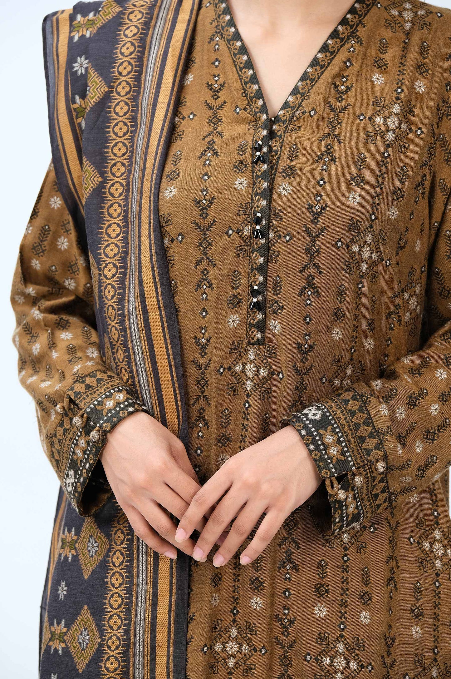 Stitched 3 Piece Yarn Dyed Jacquard Suit