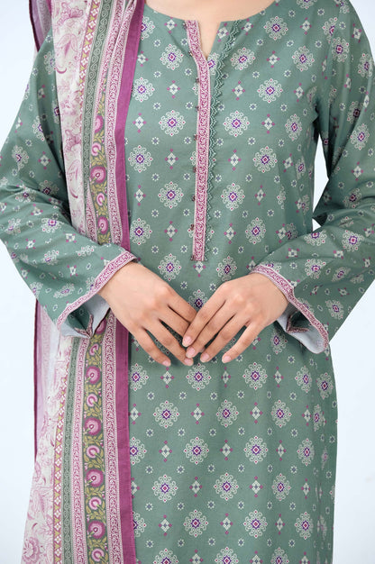 Stitched 3 Piece Printed Cambric Suit