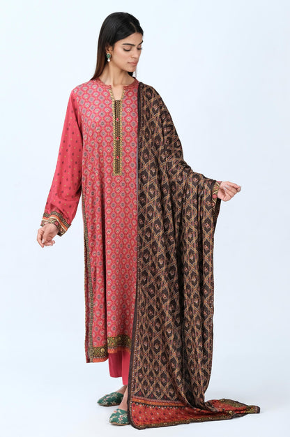 Stitched 3 Piece Printed Doria Linen Viscose Suit
