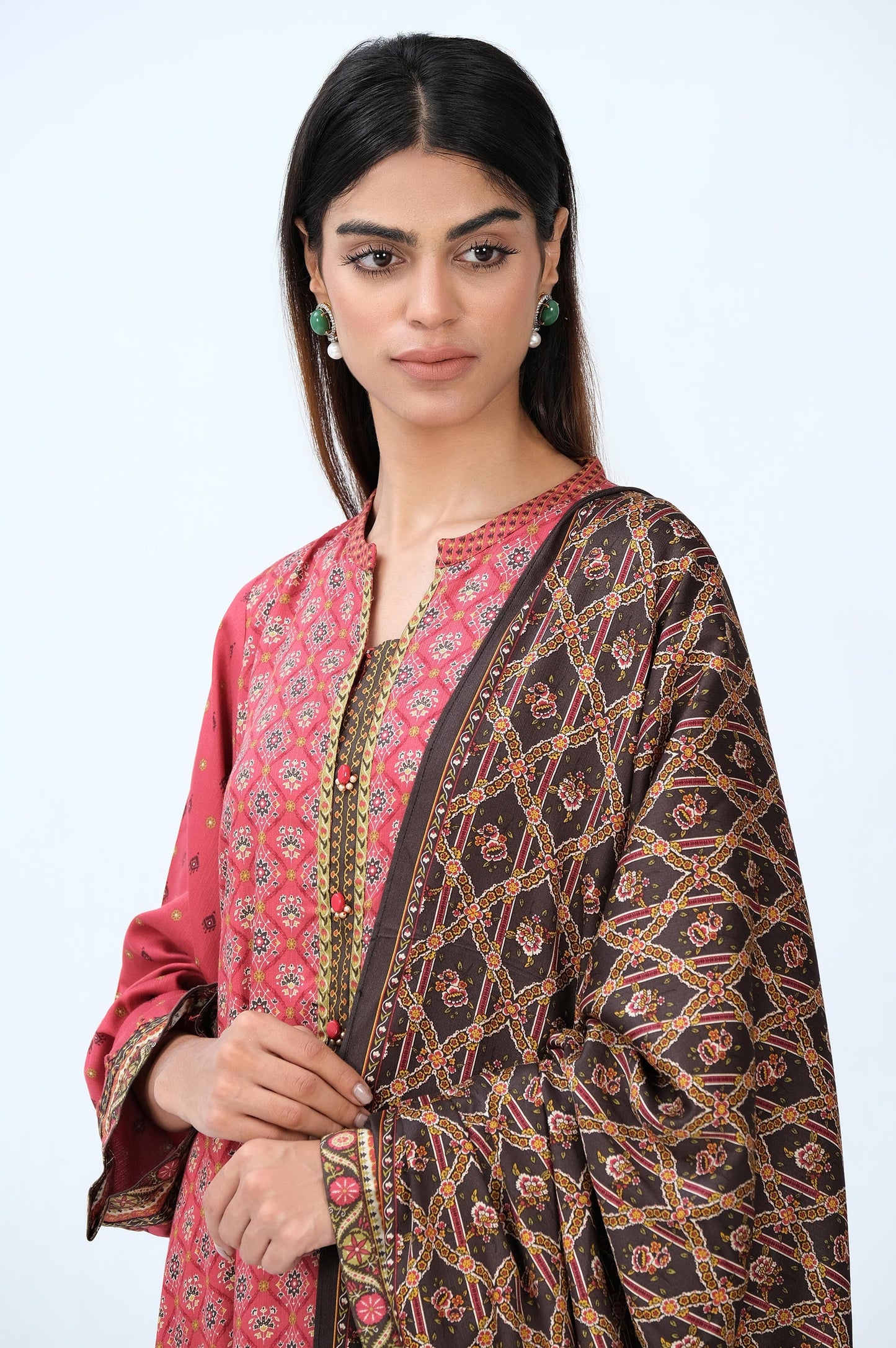 Stitched 3 Piece Printed Doria Linen Viscose Suit