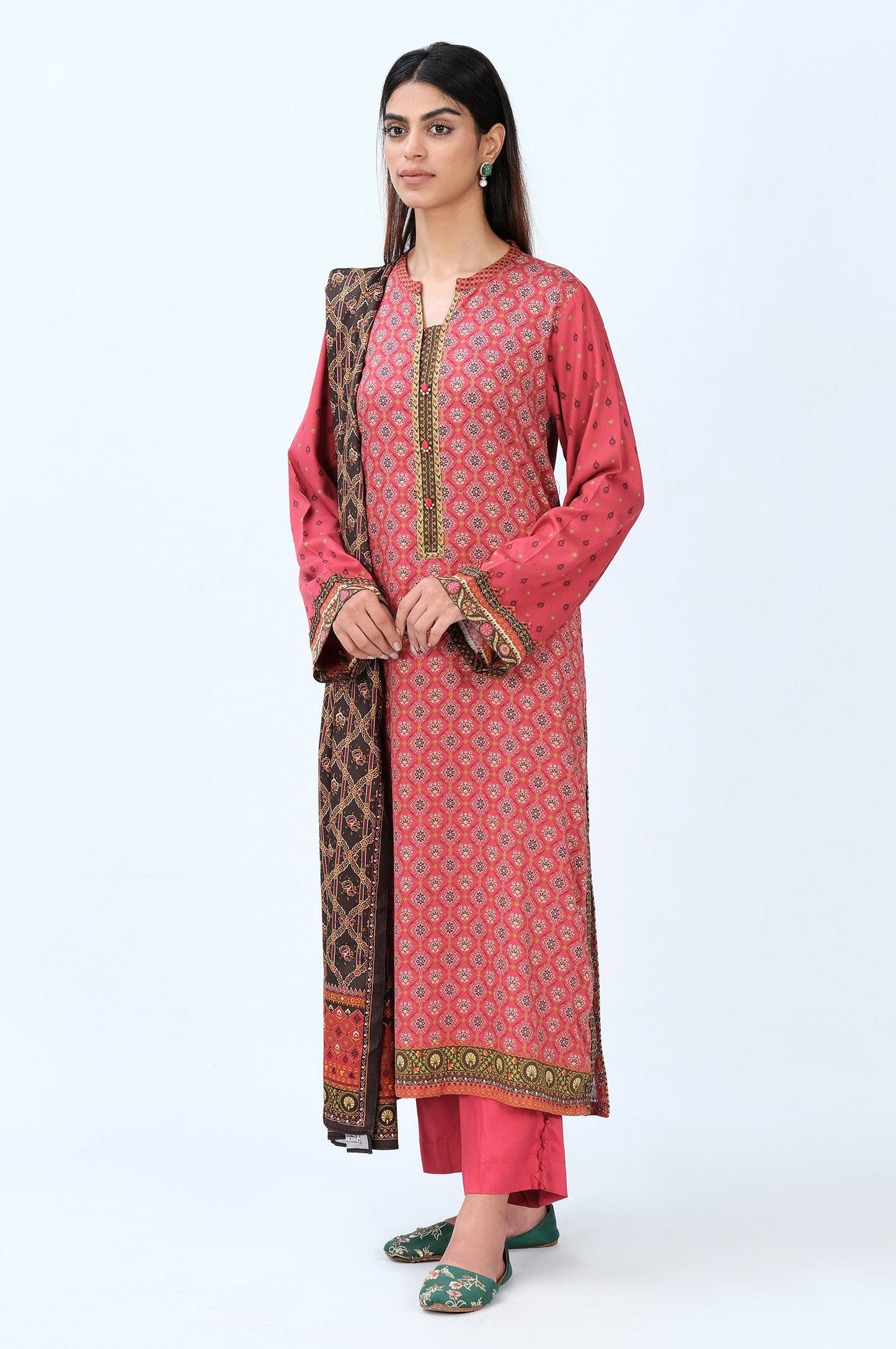 Stitched 3 Piece Printed Doria Linen Viscose Suit