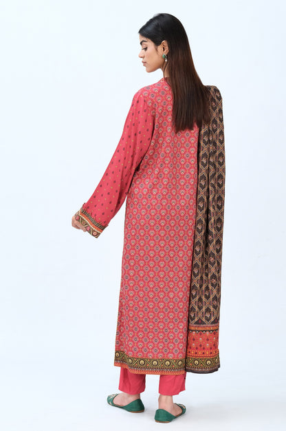 Stitched 3 Piece Printed Doria Linen Viscose Suit