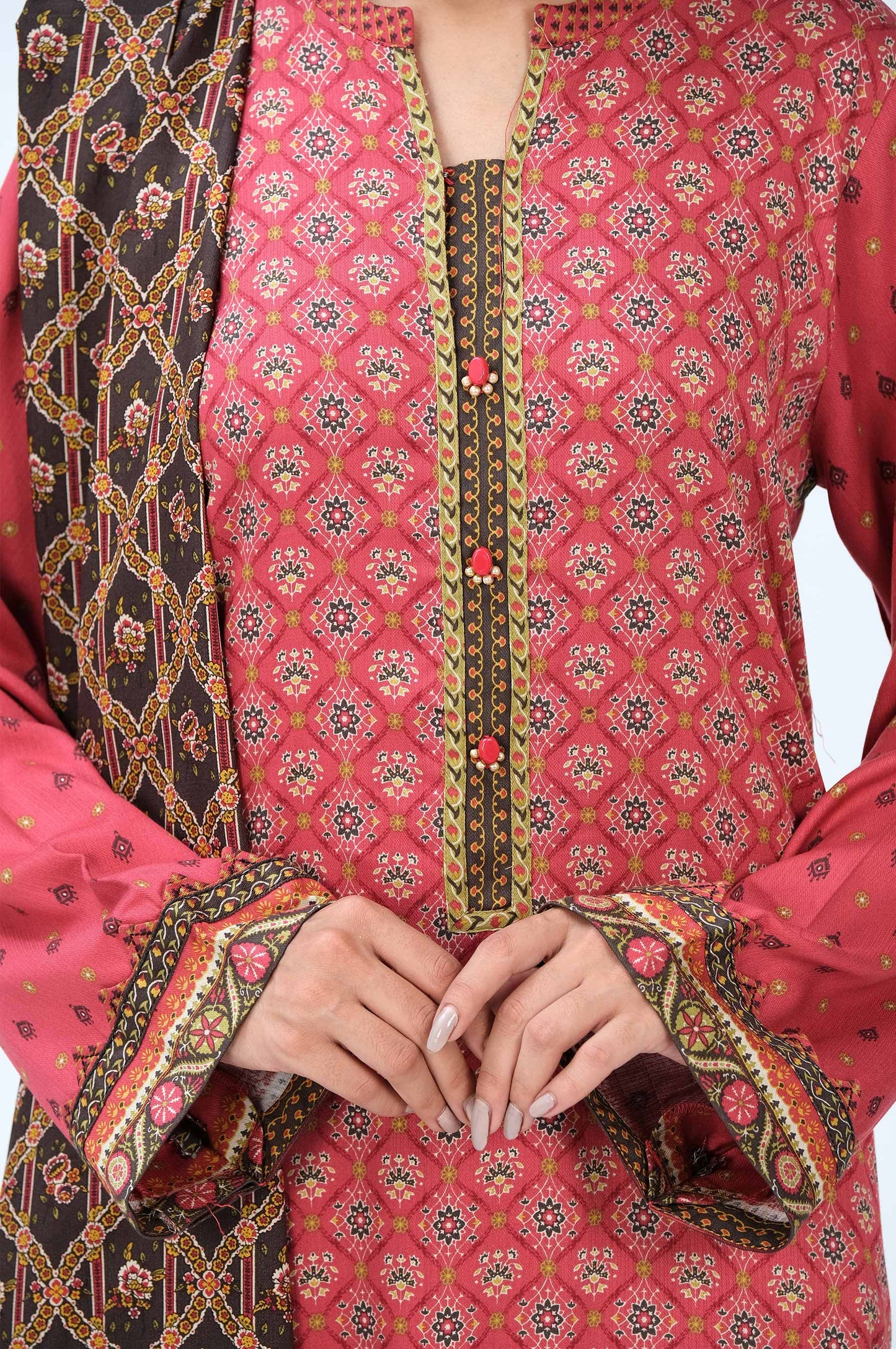 Stitched 3 Piece Printed Doria Linen Viscose Suit