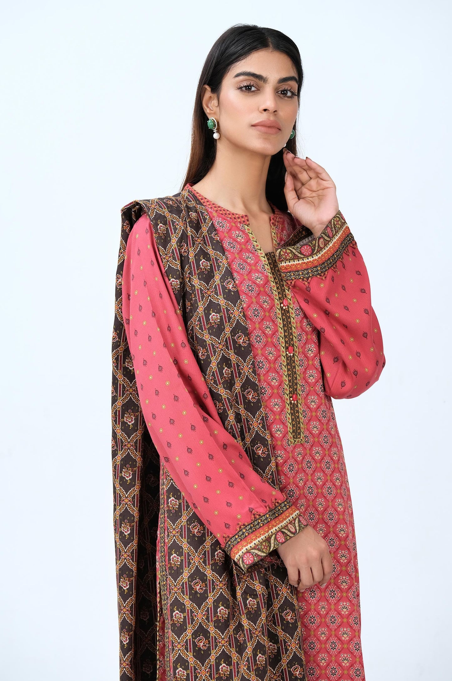 Stitched 3 Piece Printed Doria Linen Viscose Suit