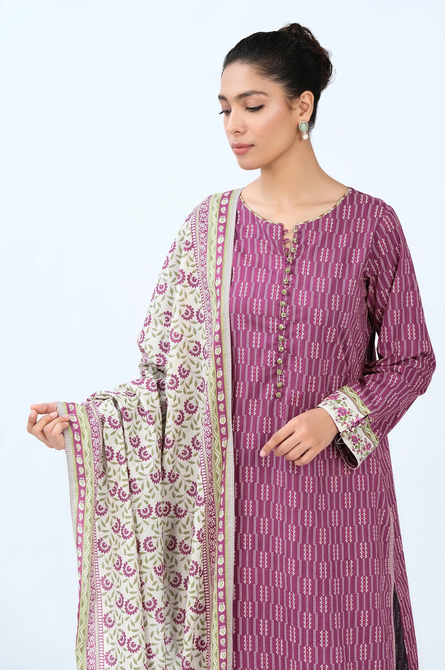 Stitched 3 Piece Printed Cambric Suit