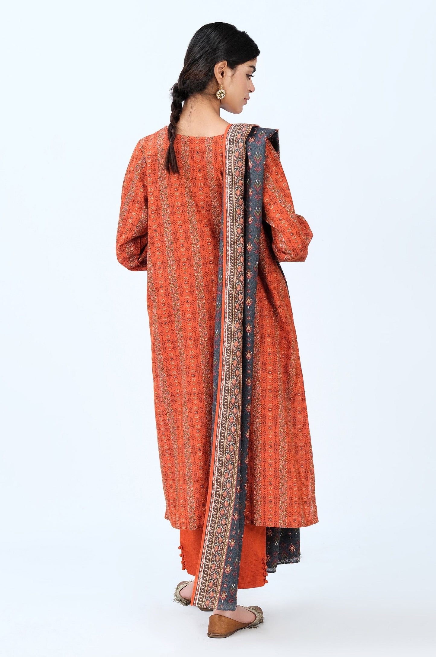 Stitched 3 Piece Printed Karandi Suit