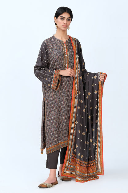 Stitched 3 Piece Printed Linen Viscose Suit