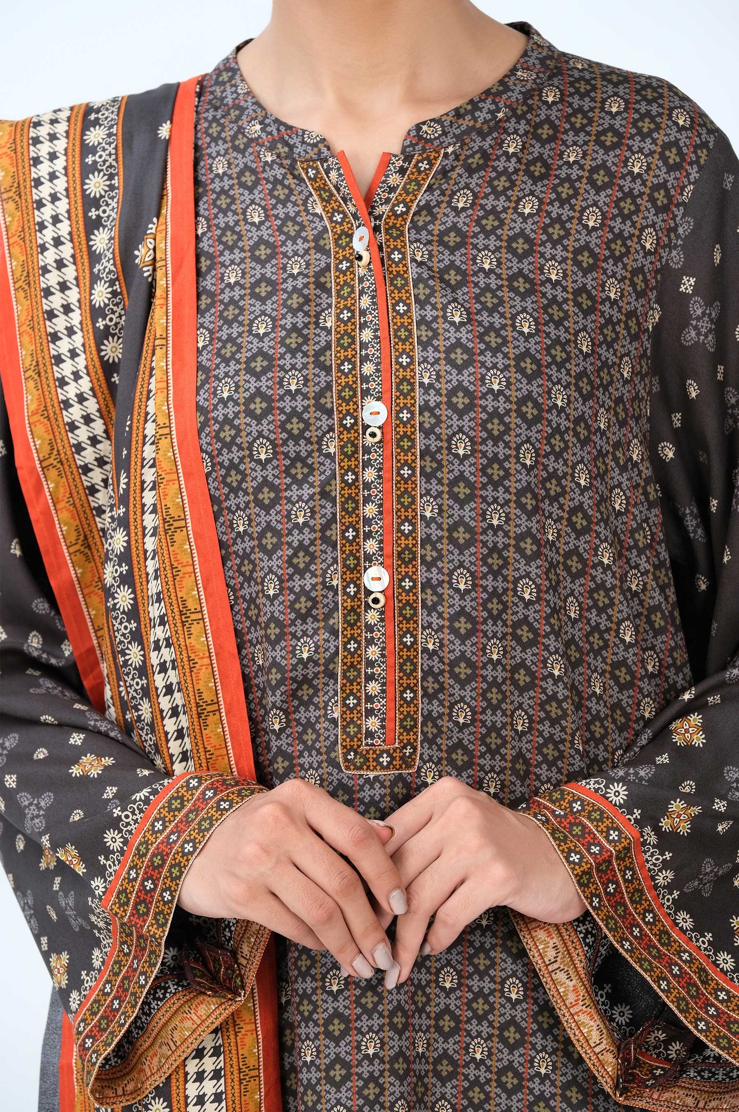 Stitched 3 Piece Printed Linen Viscose Suit