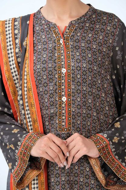 Stitched 3 Piece Printed Linen Viscose Suit