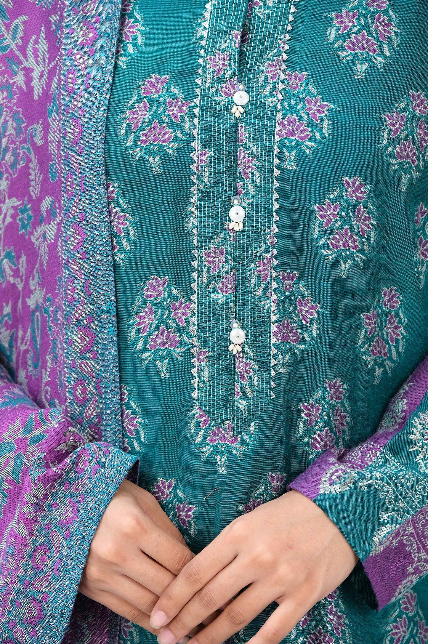 Stitched 3 Piece Yarn Dyed Jacquard Suit