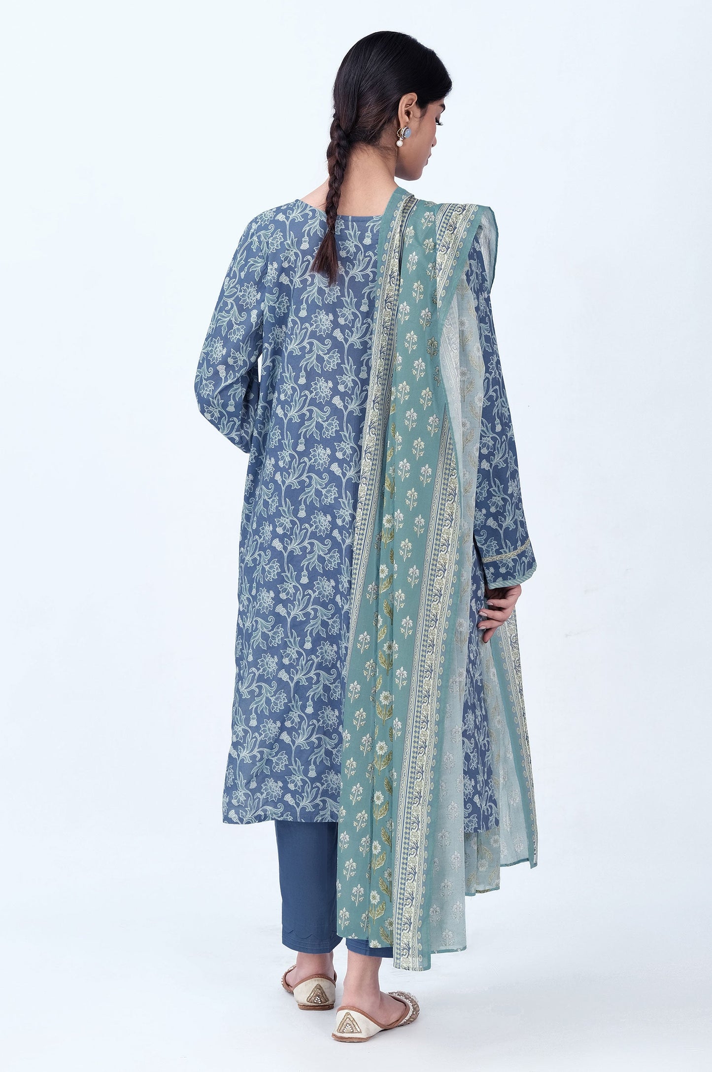 Stitched 3 Piece Printed Cambric Suit