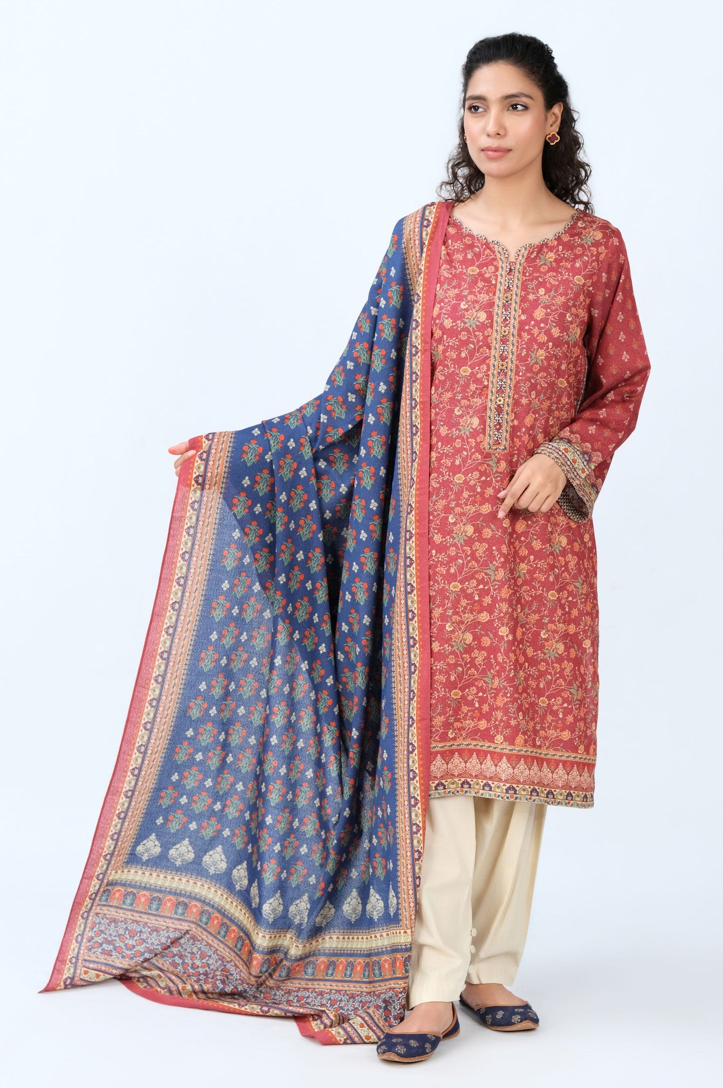 Stitched 2 Piece Printed Karandi Suit