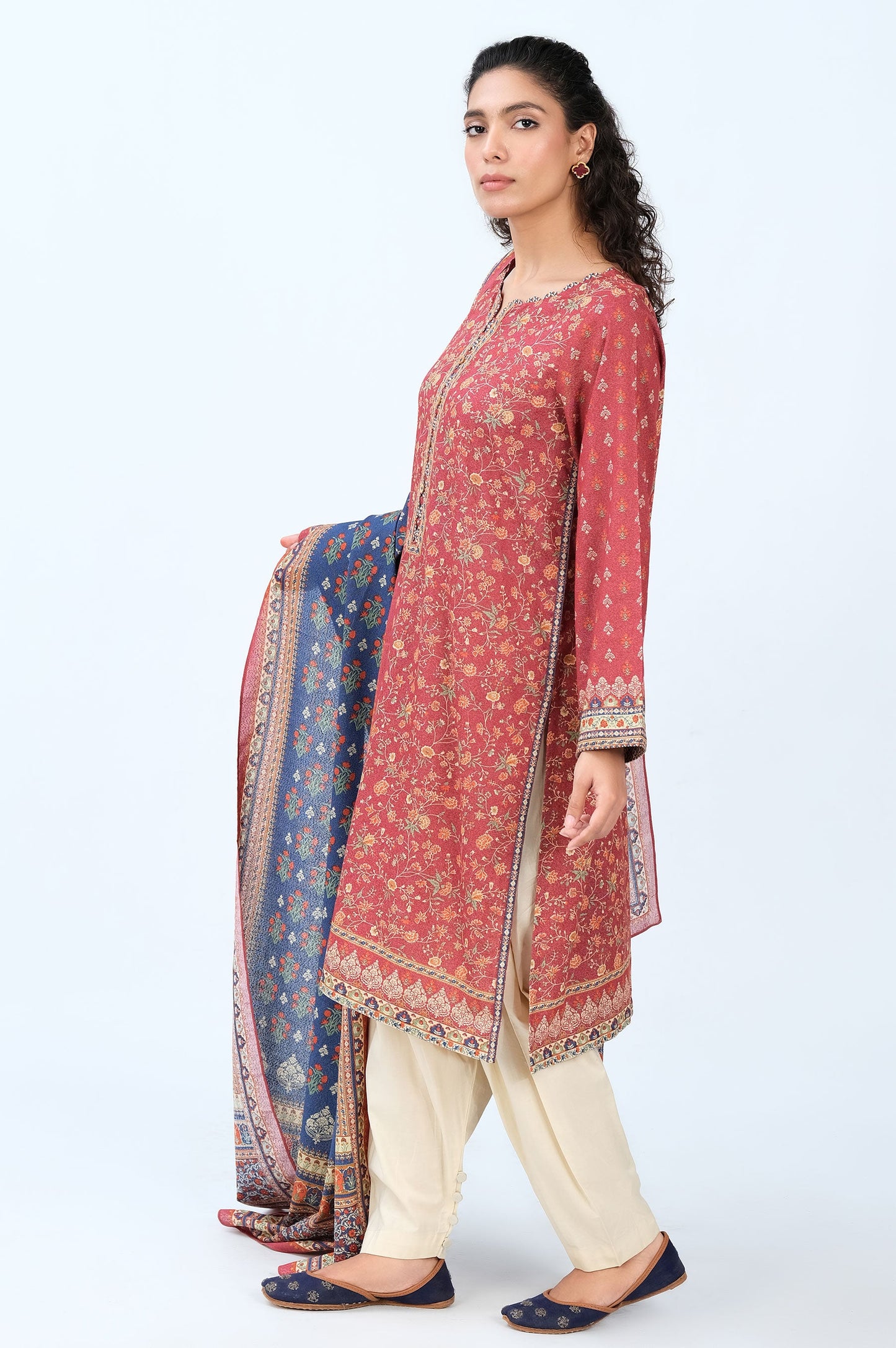 Stitched 2 Piece Printed Karandi Suit