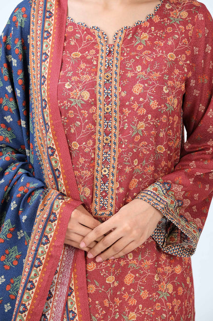 Stitched 2 Piece Printed Karandi Suit