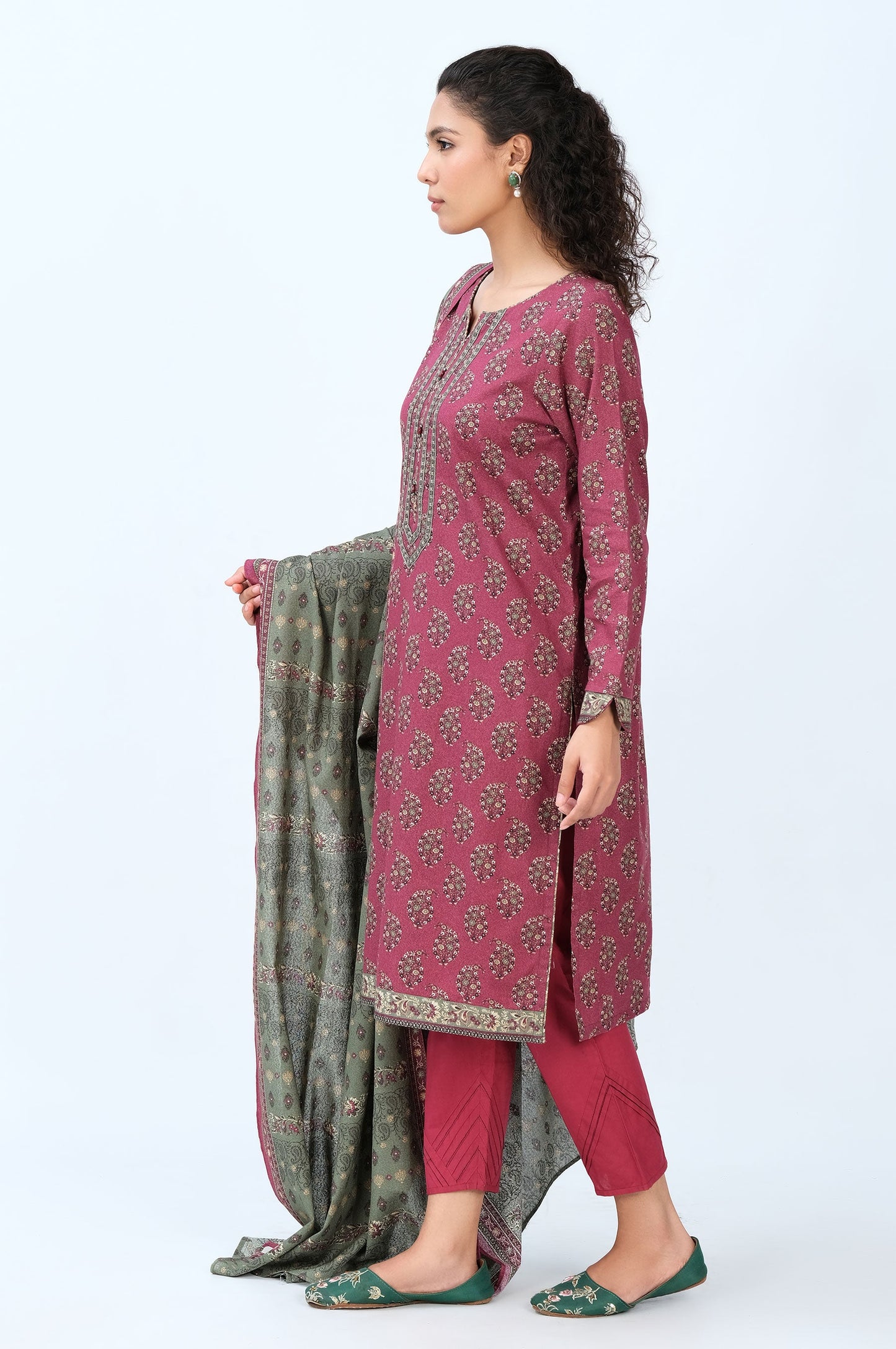 Stitched 2 Piece Printed Karandi Suit