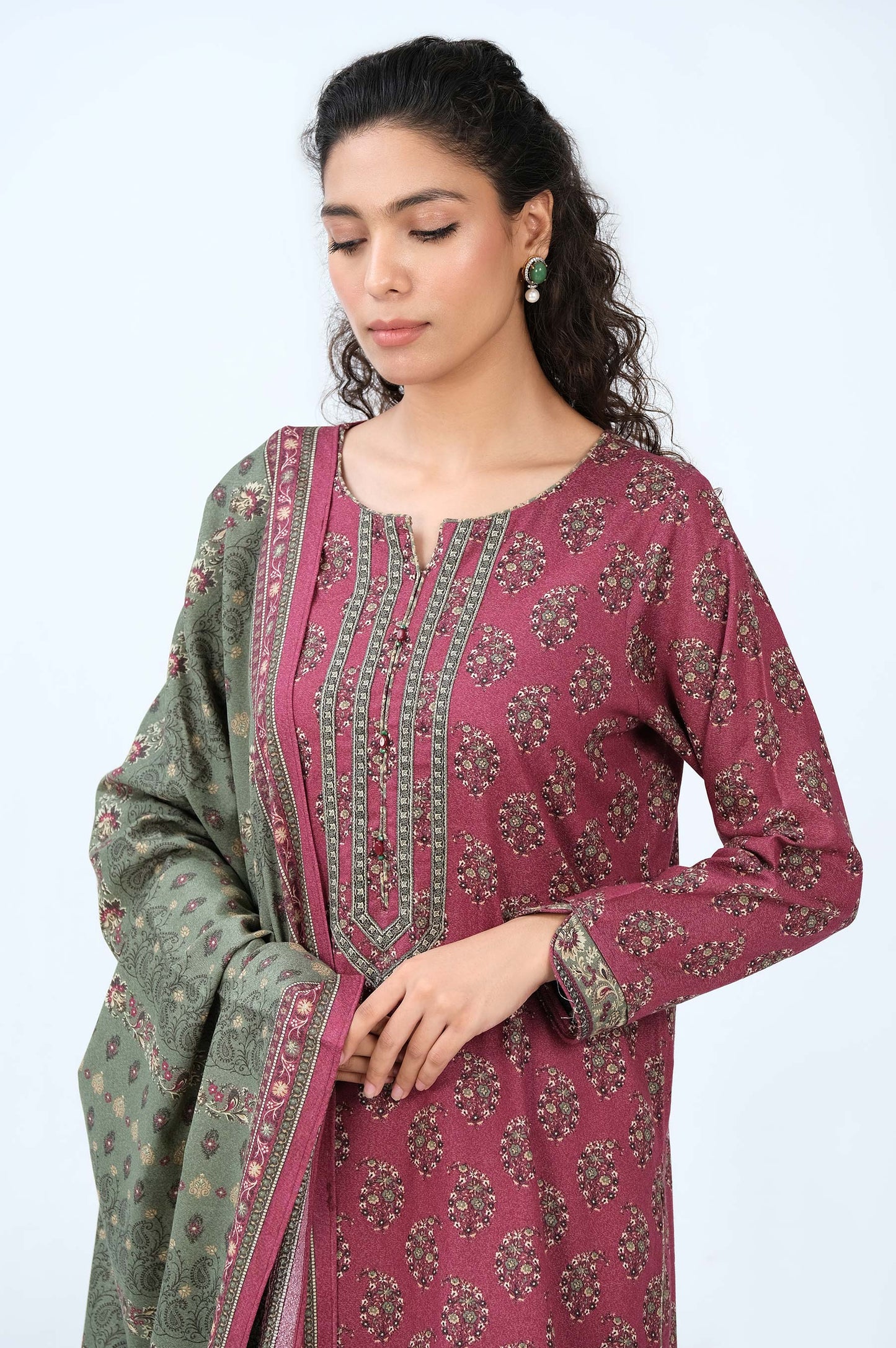 Stitched 2 Piece Printed Karandi Suit