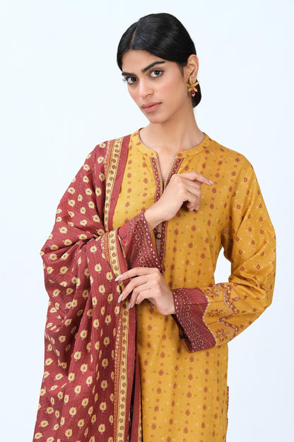 Stitched 3 Piece Printed Karandi Suit