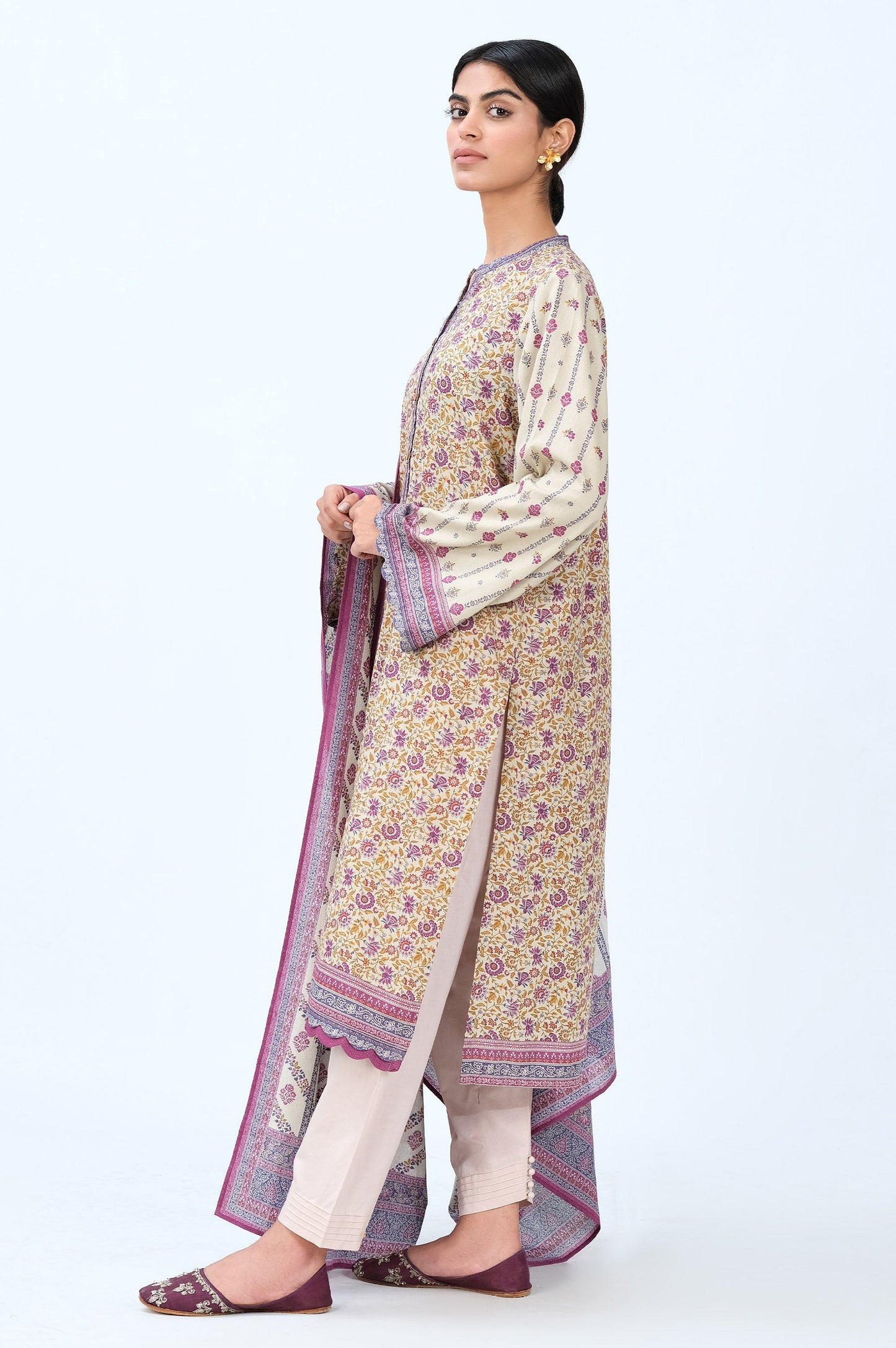 Stitched 2 Piece Printed Karandi Suit