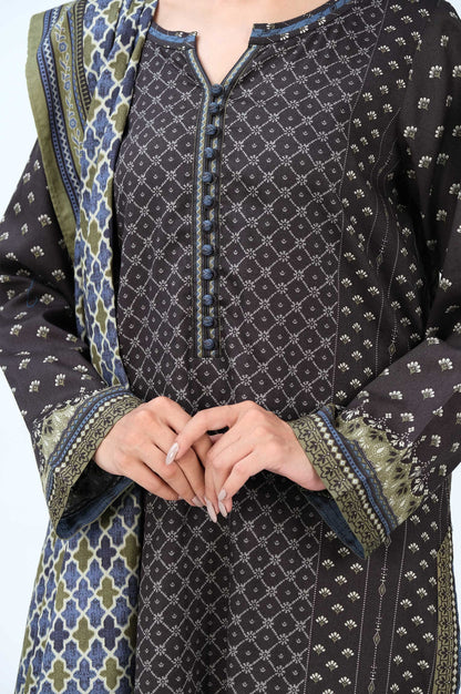 Stitched 3 Piece Printed Cottel Suit