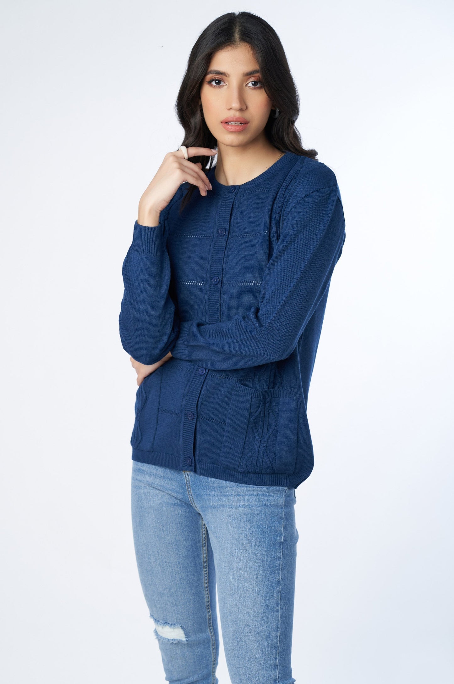 Classic Knitted Cardigan - Navy