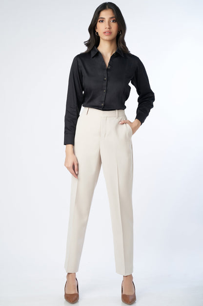 Straight Fit Formal Pants - Ivory