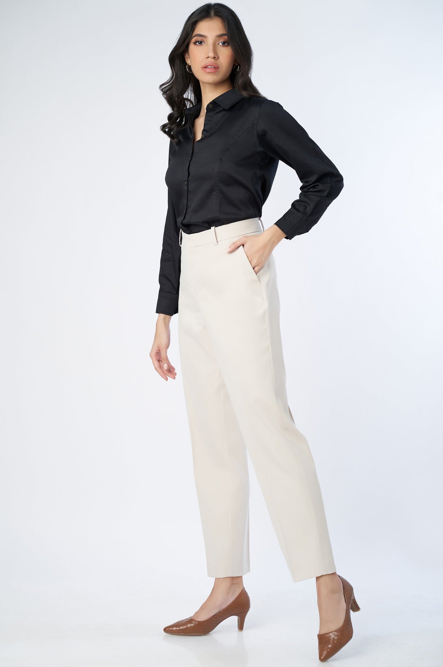 Straight Fit Formal Pants - Ivory
