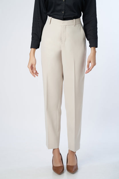 Straight Fit Formal Pants - Ivory