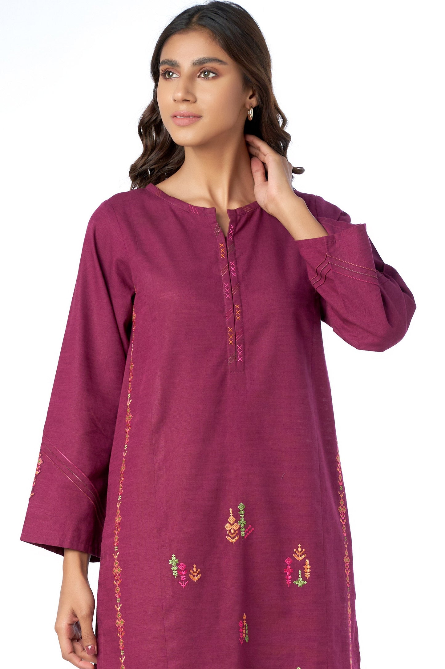 Stitched 1 Piece Embroidered Khaddar Shirt