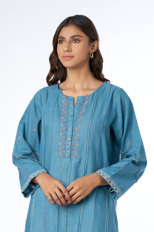 Stitched 1 Piece Embroidered Khaddar Shirt