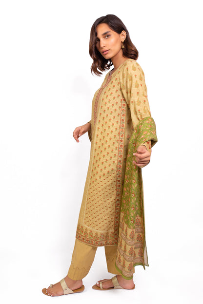 Stitched 3 Piece Embroidered Khaddar Suit