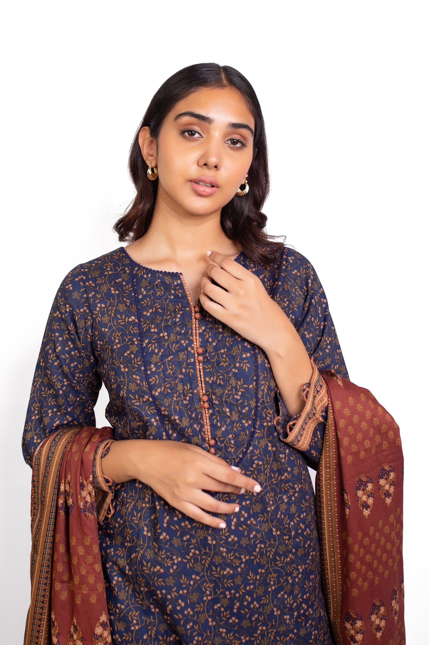 Unstitched 2 Piece Printed Cottel Suit