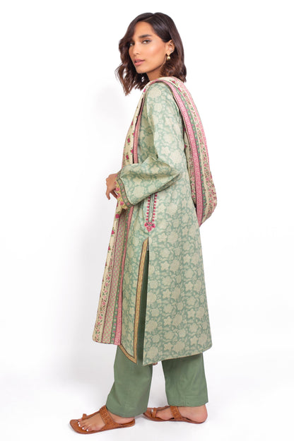 Stitched 3 Piece Embroidered Cottel Suit