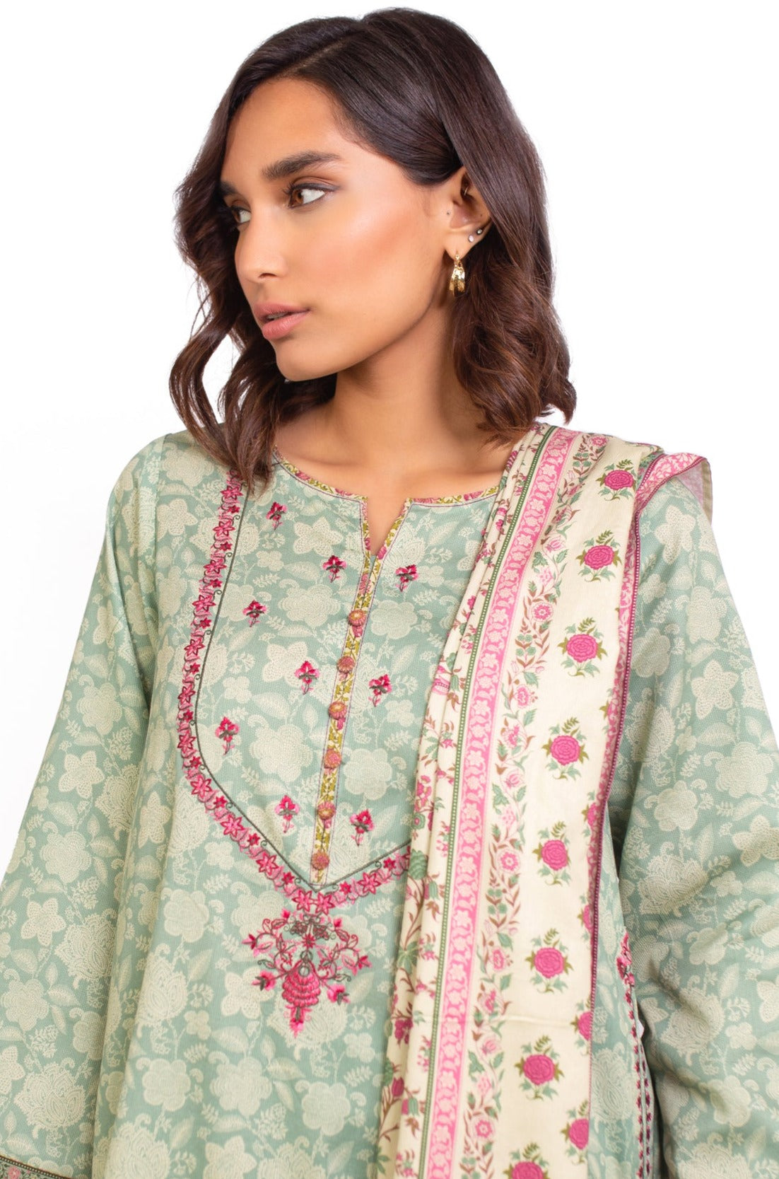 Stitched 3 Piece Embroidered Cottel Suit