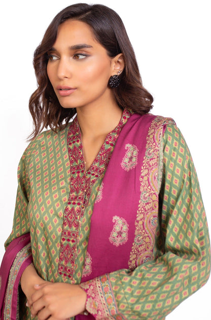 Stitched 3 Piece Embroidered Cottel Suit