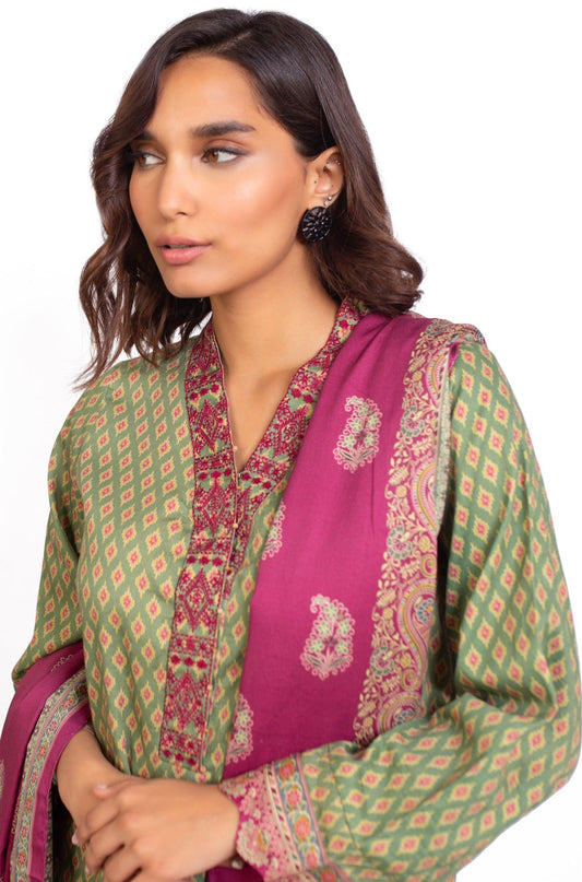Stitched 3 Piece Embroidered Cottel Suit