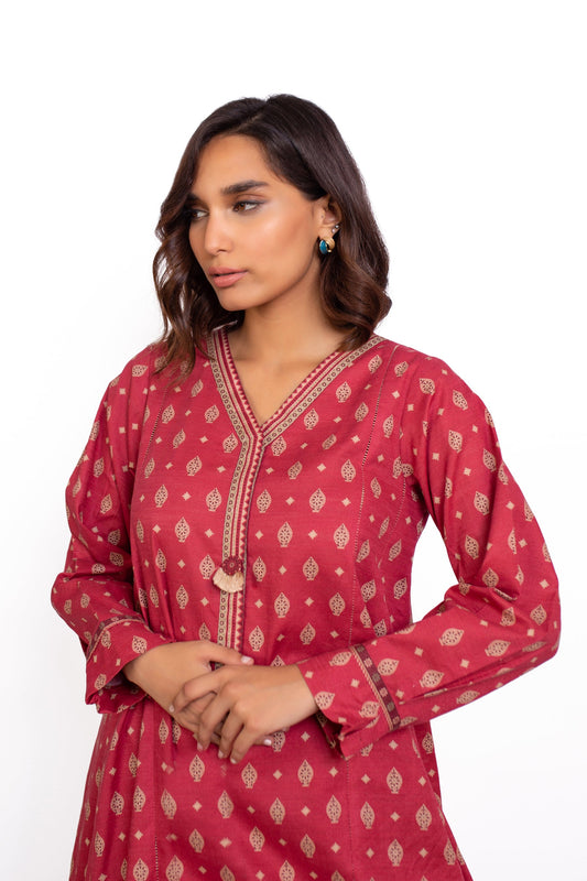 Unstitched 1 Piece Printed Khaddar Shirt