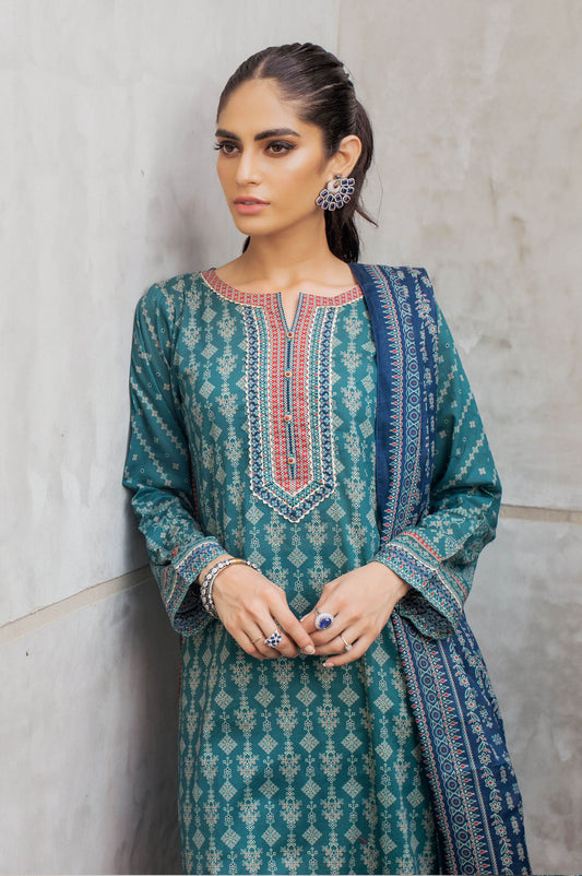 Unstitched 3 Piece Printed Lawn Suit